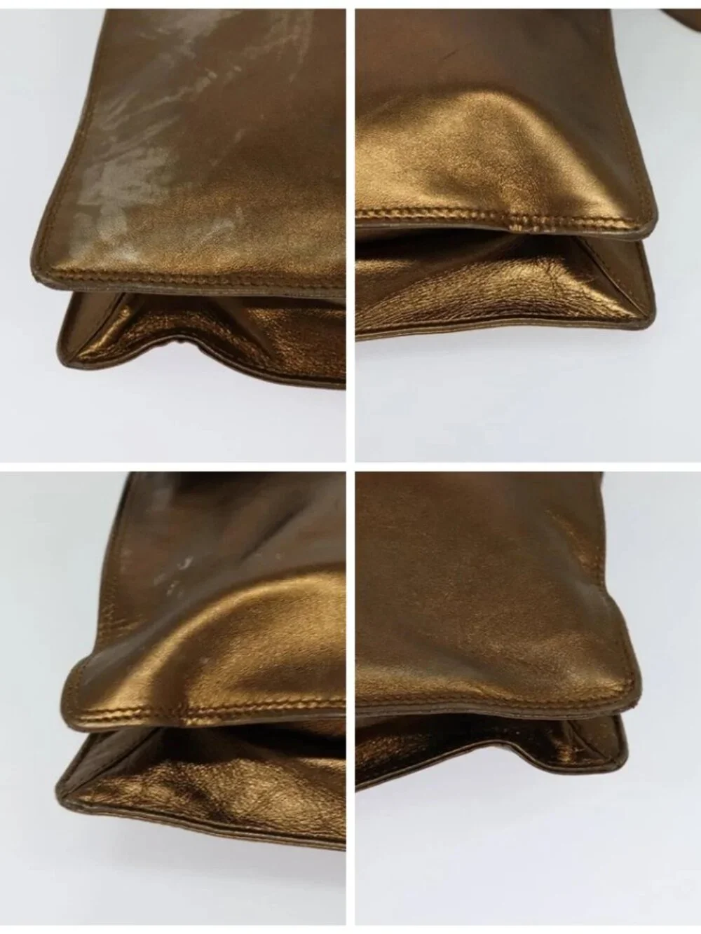CHANEL Shoulder Bag Leather Brown Gold CC Auth bs24975